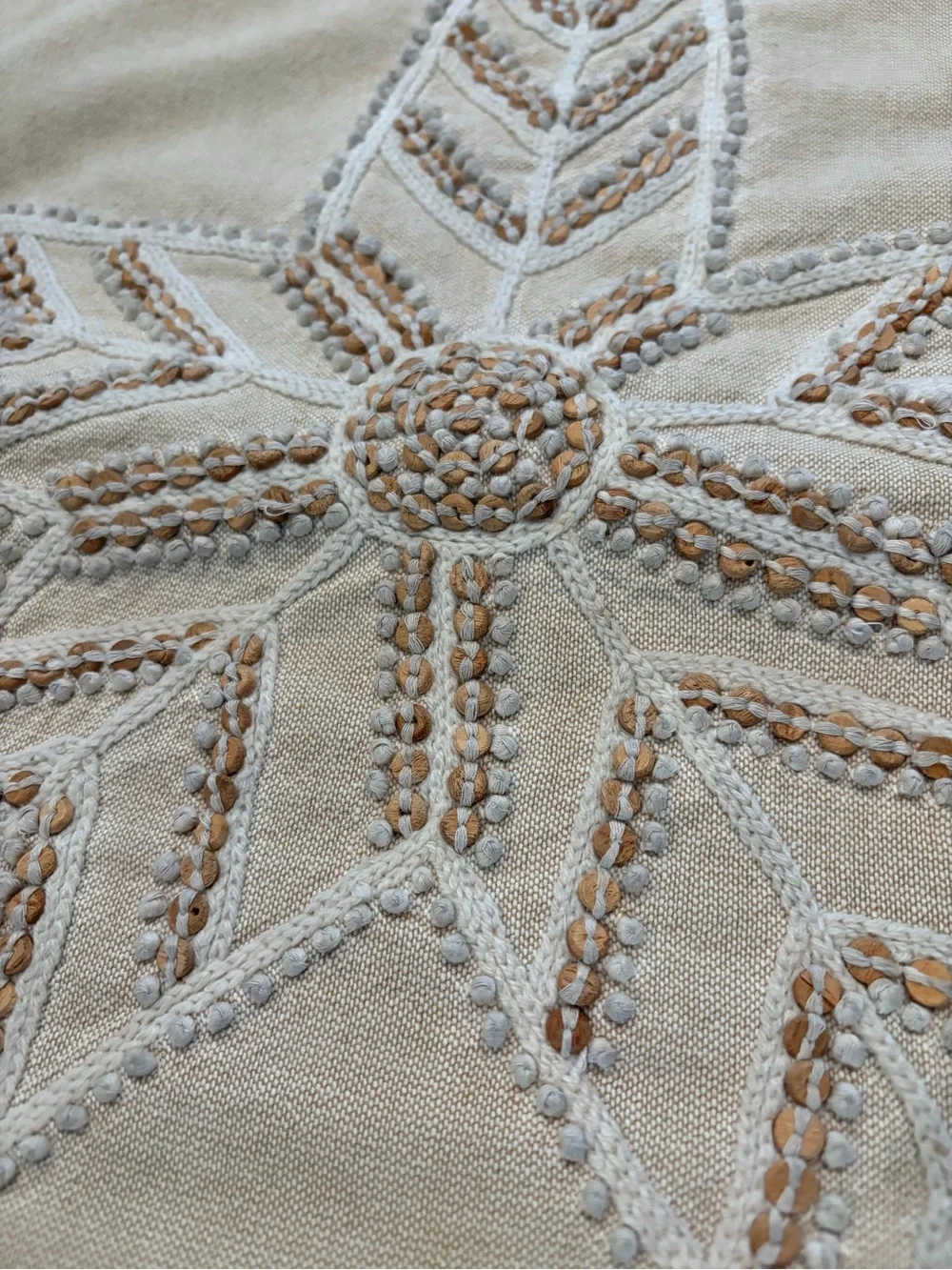 Pottery Barn Pillow Cover Beaded Starfish 18x18 Linen Nautical Coastal Beach